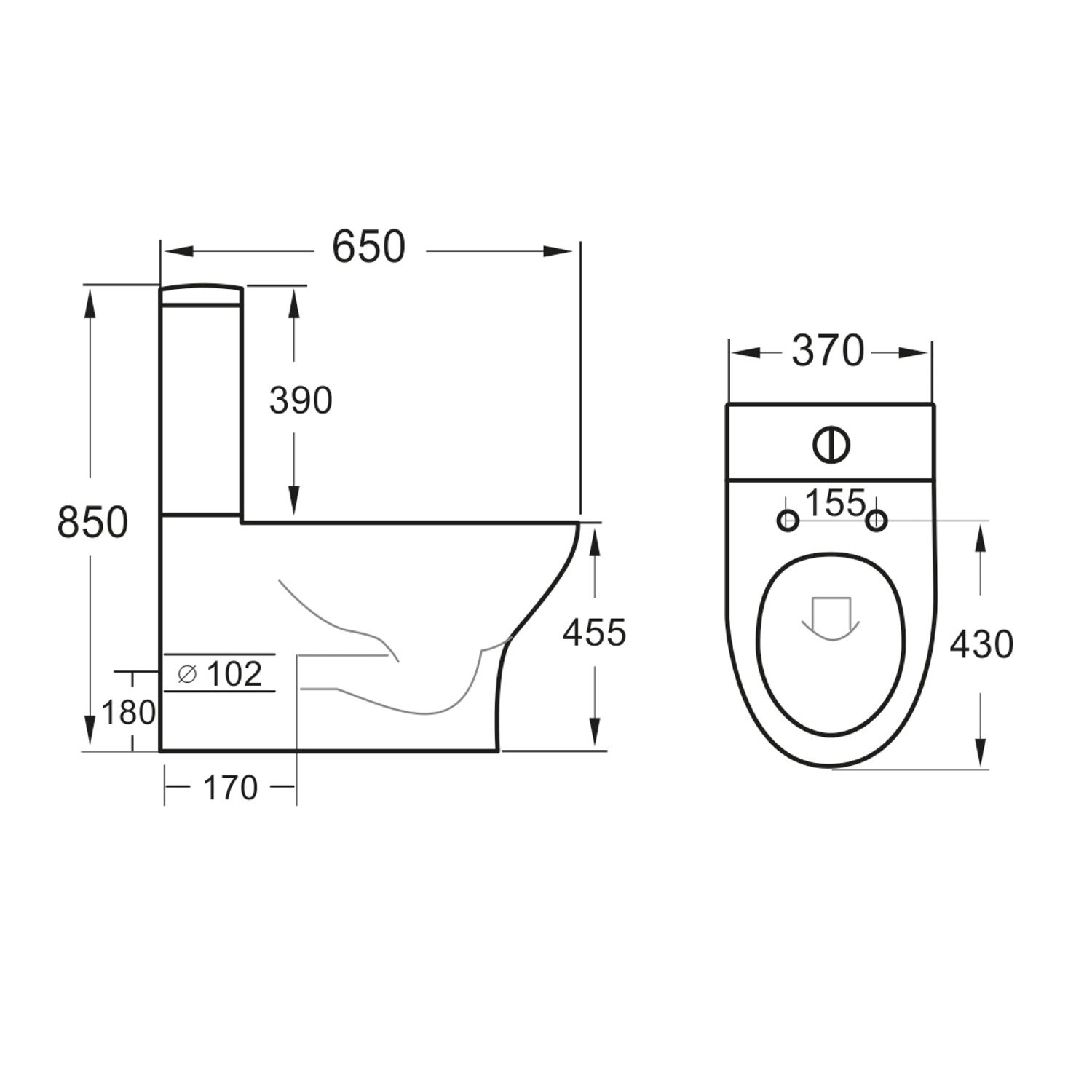 Deia Rimless Comfort Height Closed Back Pan