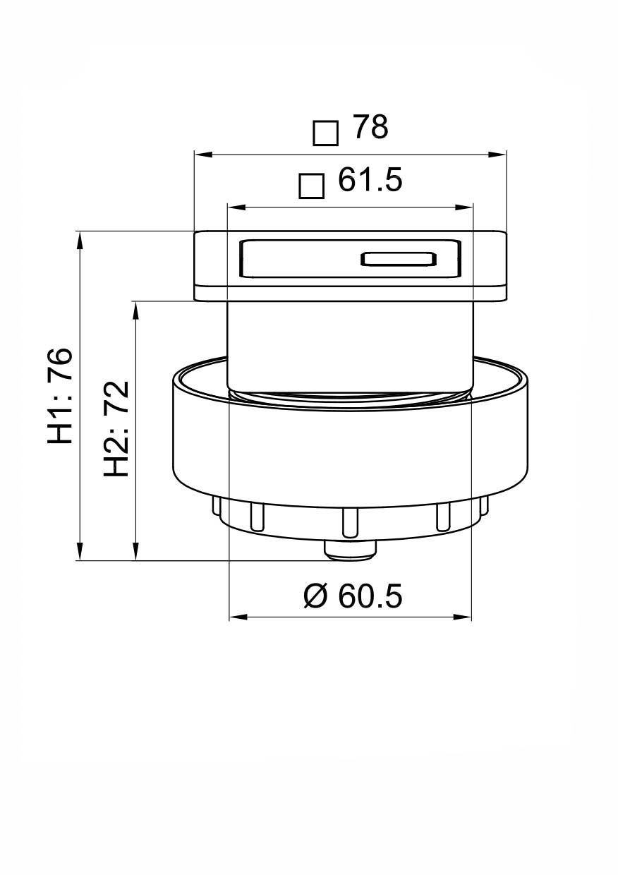 Square Gunmetal Dual Flush Button