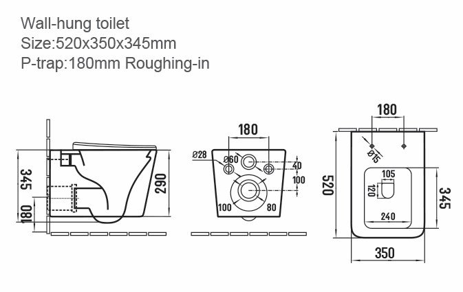 Riviera Square Wall Hung WC