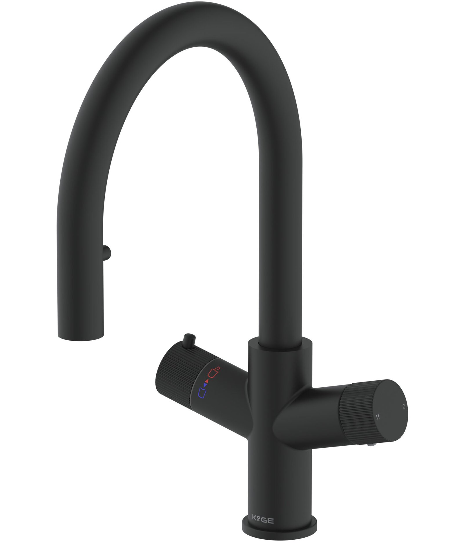 KoGE 4-in-1 Swan Pull Out Spout Hot Water Tap | Matte Black