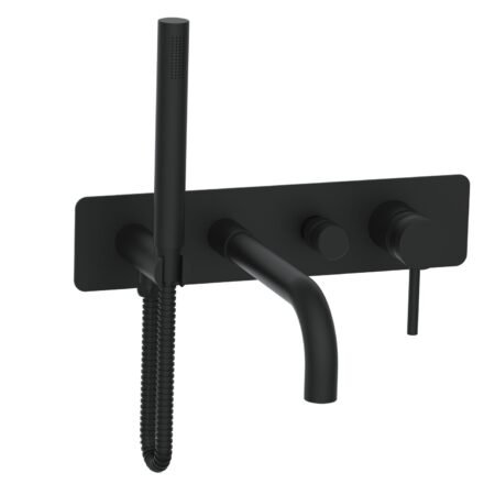 Wall Mounted Bath Shower Mixer & Handset Matte Black