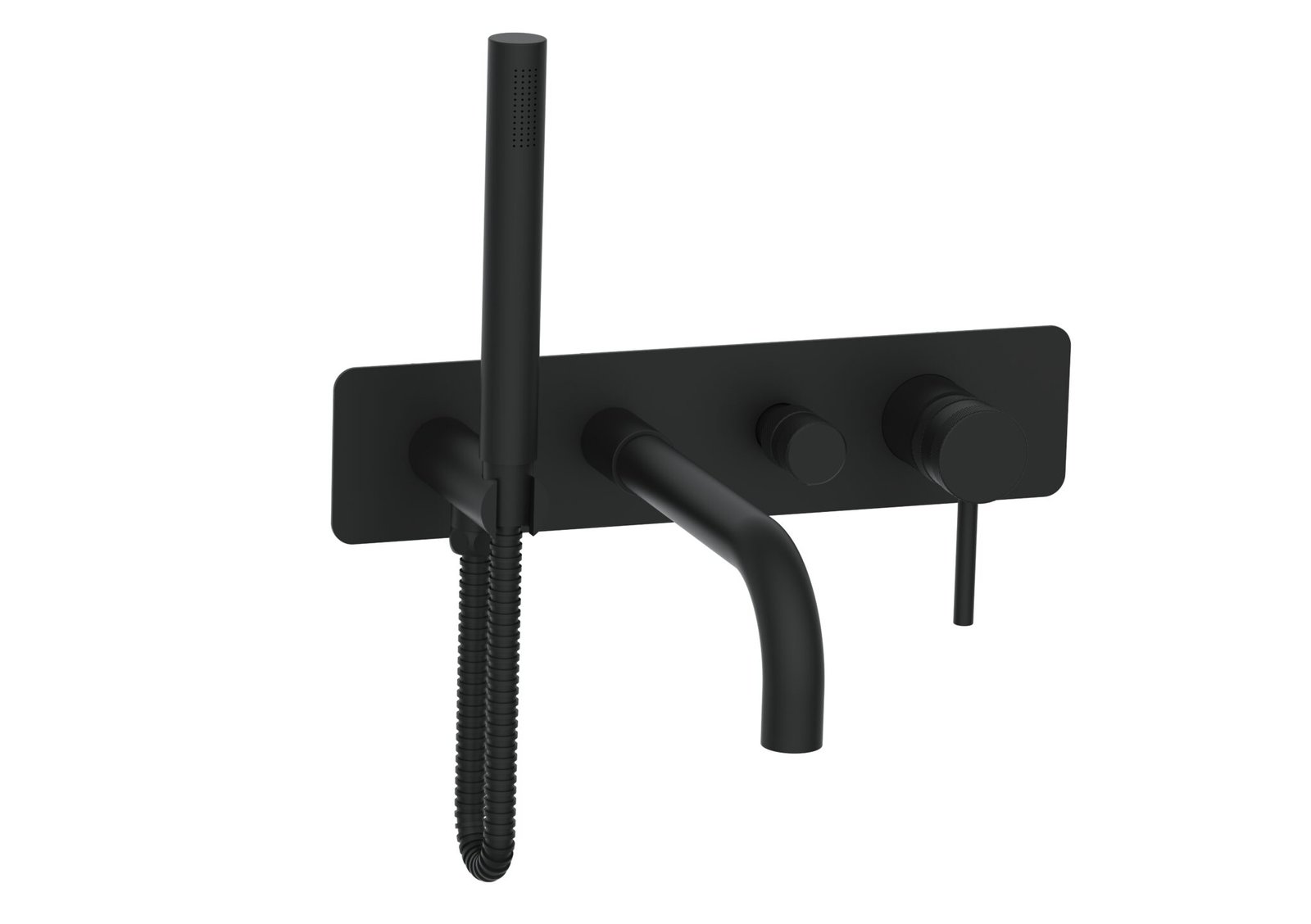 Wall Mounted Bath Shower Mixer & Handset Matte Black