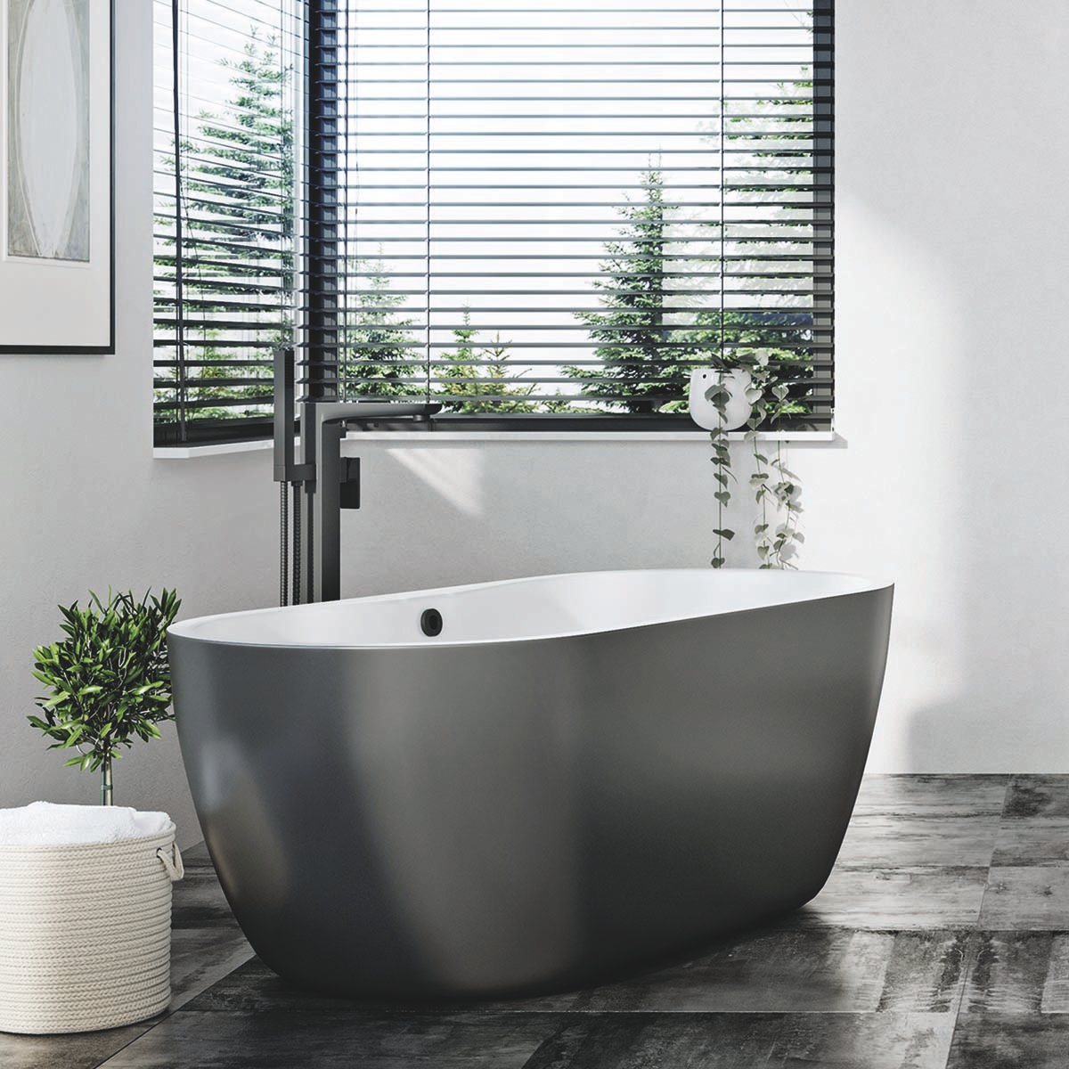 Muro Black Freestanding Bath Shower Mixer