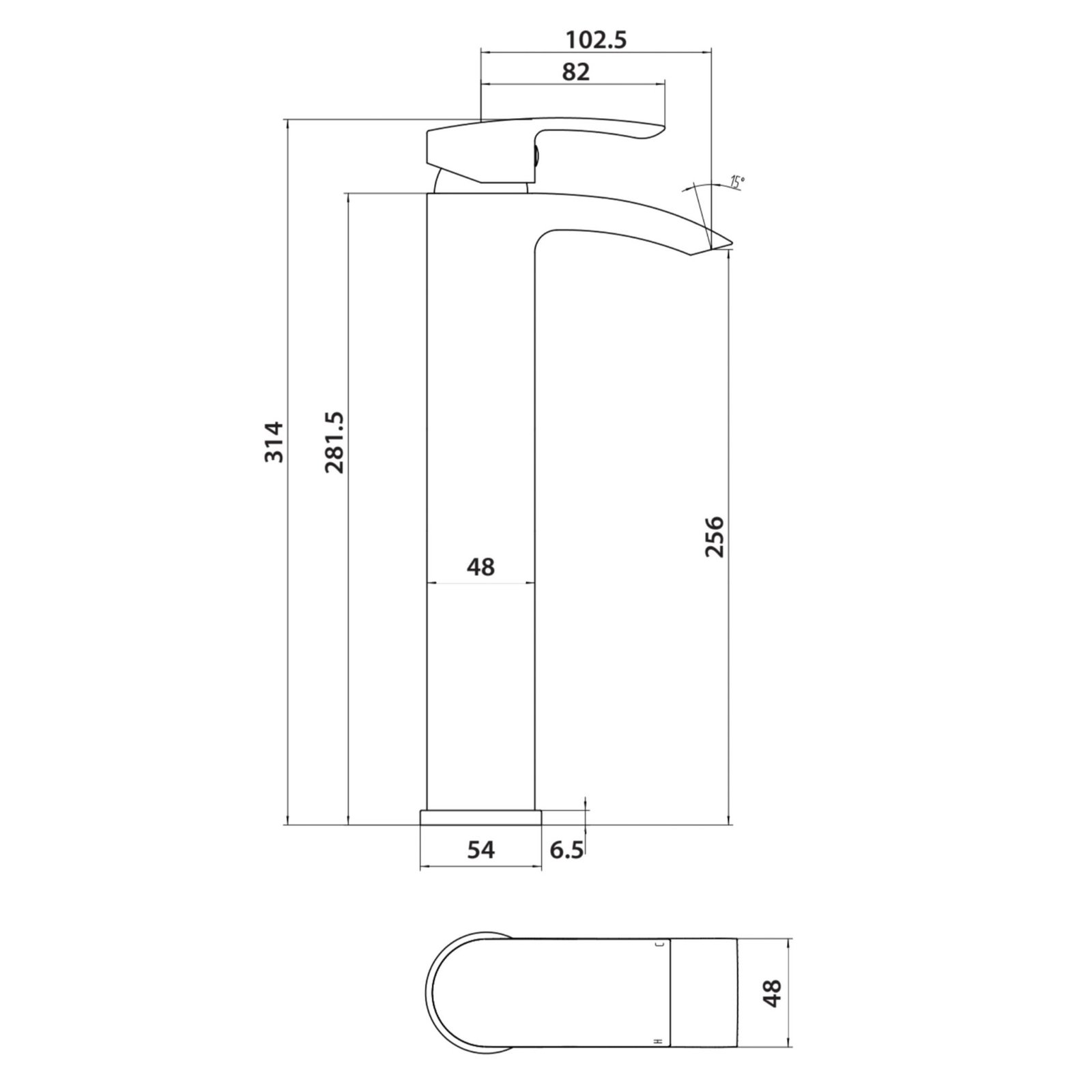 Belini Black Tall Mono Basin Mixer