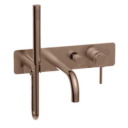 Wall Mounted Bath Shower Mixer & Handset Brushed Bronze