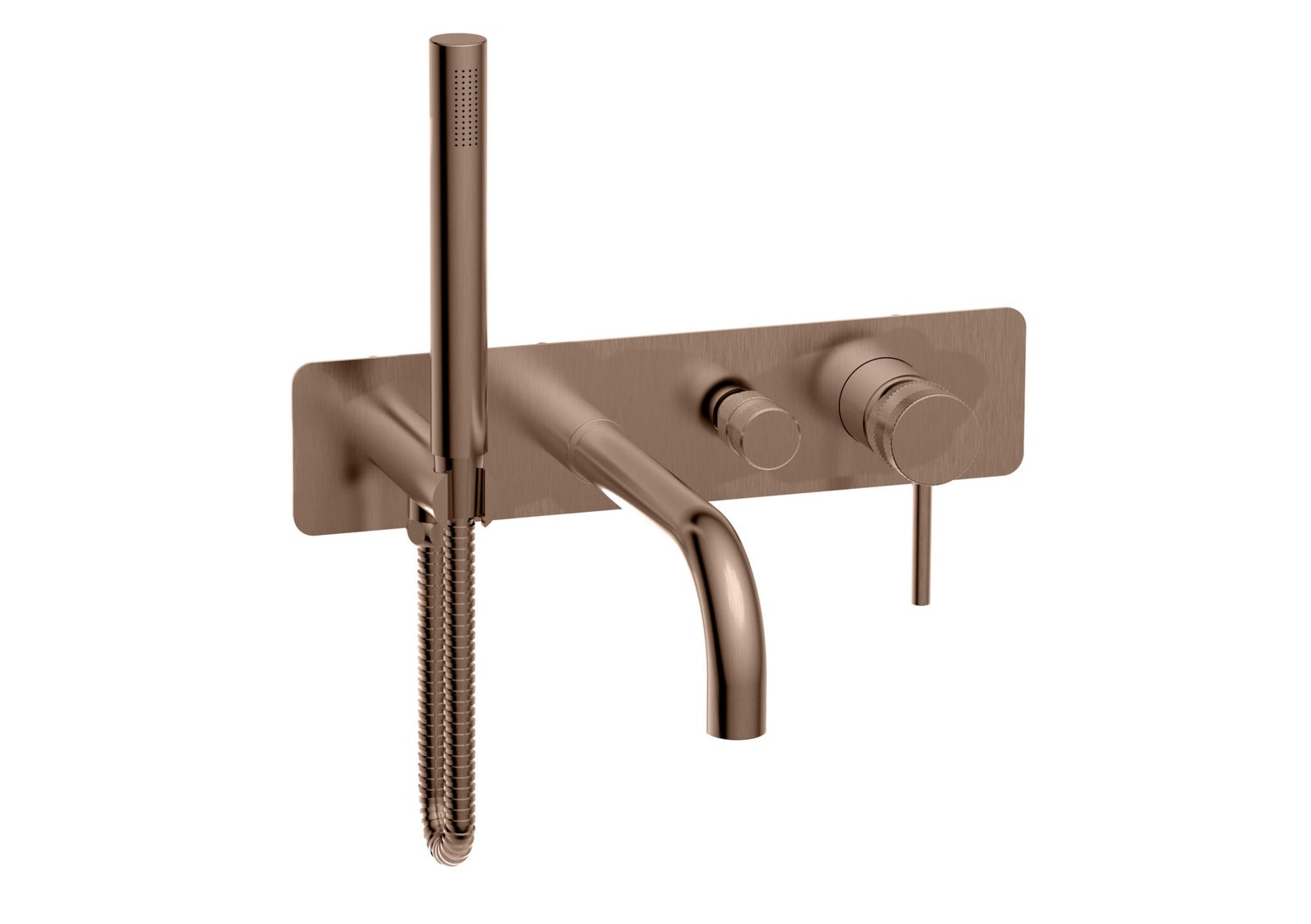 Wall Mounted Bath Shower Mixer & Handset Brushed Bronze