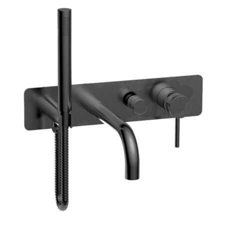 Wall Mounted Bath Shower Mixer & Handset Gunmetal