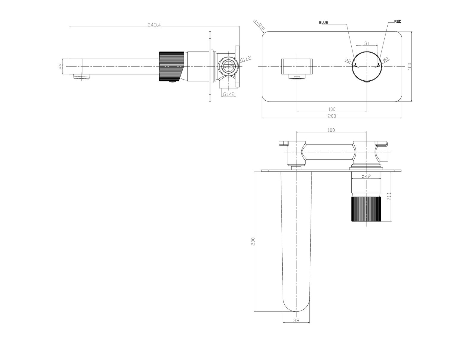 KOKO Wall Mounted Mixer Brushed Bronze