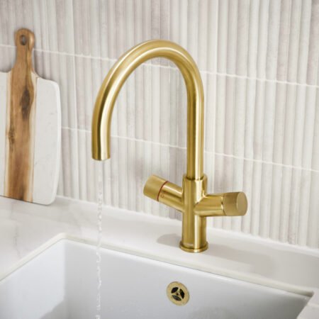 KoGE 3-in-1 Swan Spout Hot Water Tap | Brushed Brass