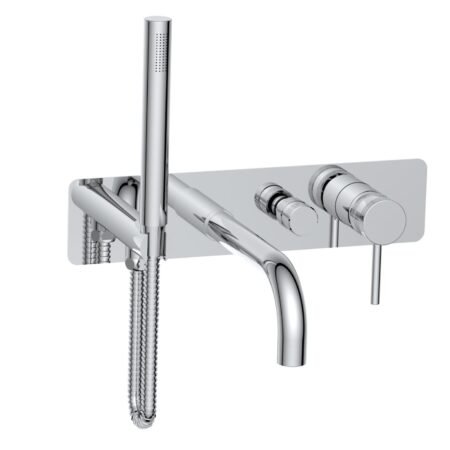 Wall Mounted Bath Shower Mixer & Handset Chrome
