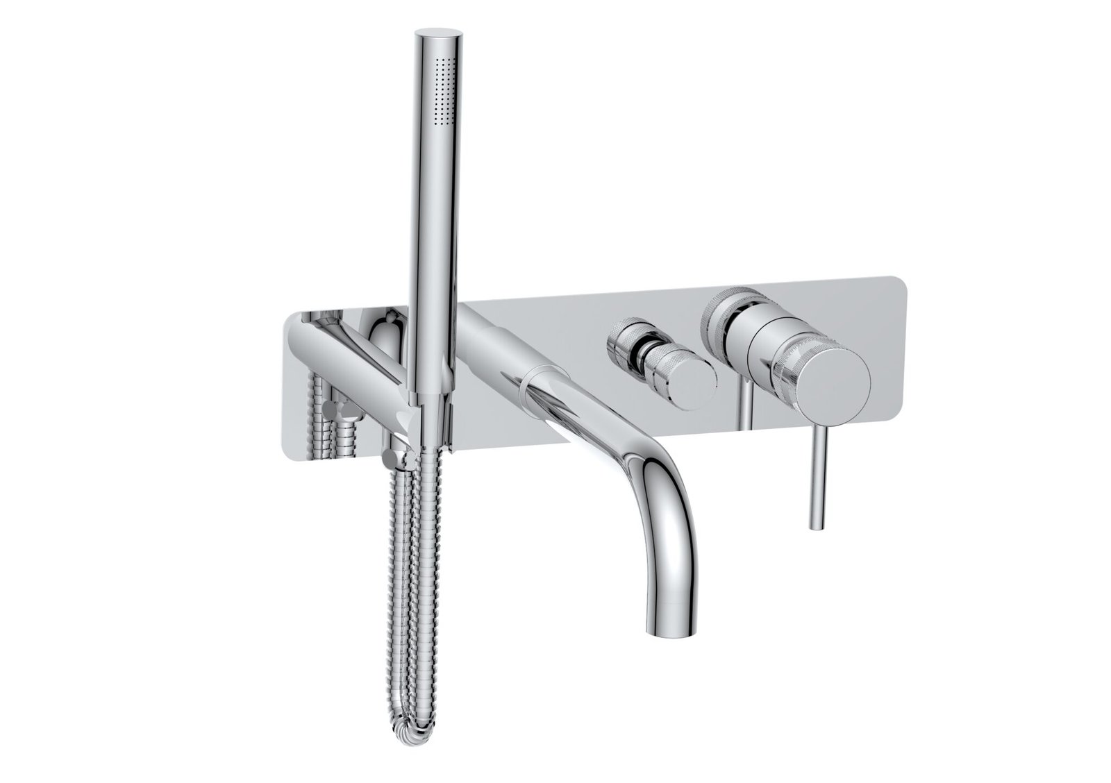 Wall Mounted Bath Shower Mixer & Handset Chrome