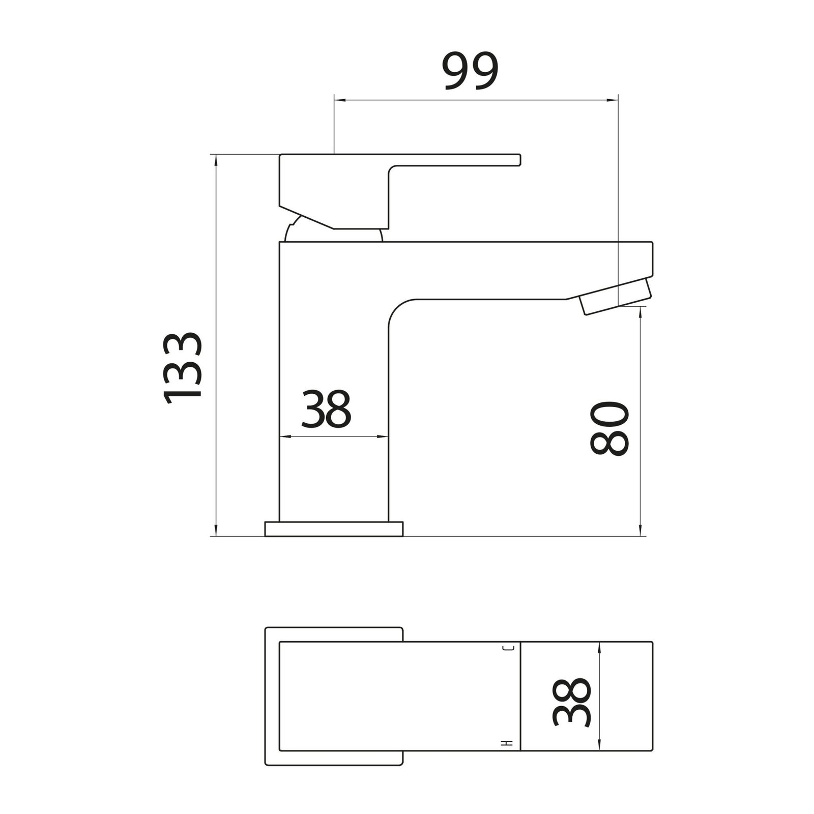 Lanza Mono Basin Mixer with Push Waste