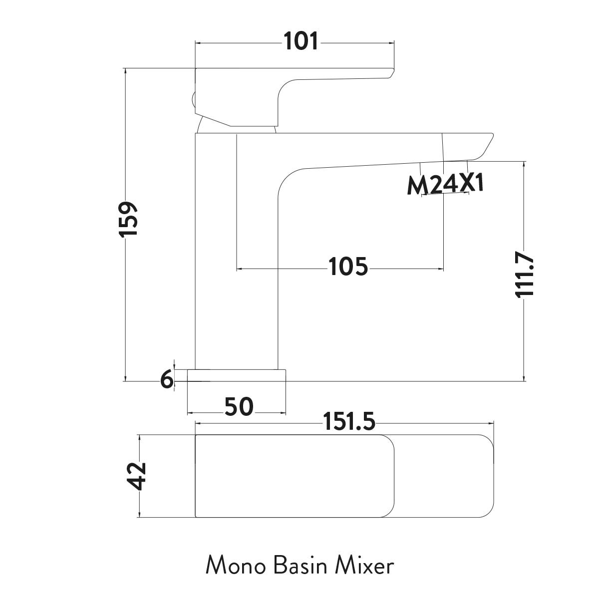 Muro Brushed Brass Basin Mono Mixer