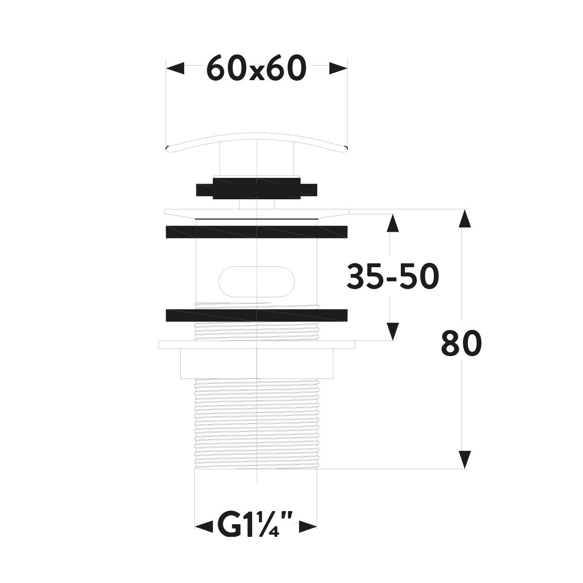 Black Square slotted Sprung Basin Waste