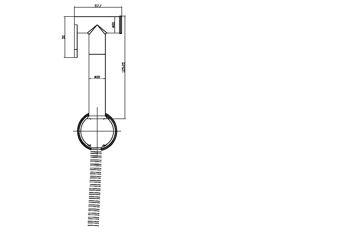 Douche Handset, Flexi and Holder Brushed Brass