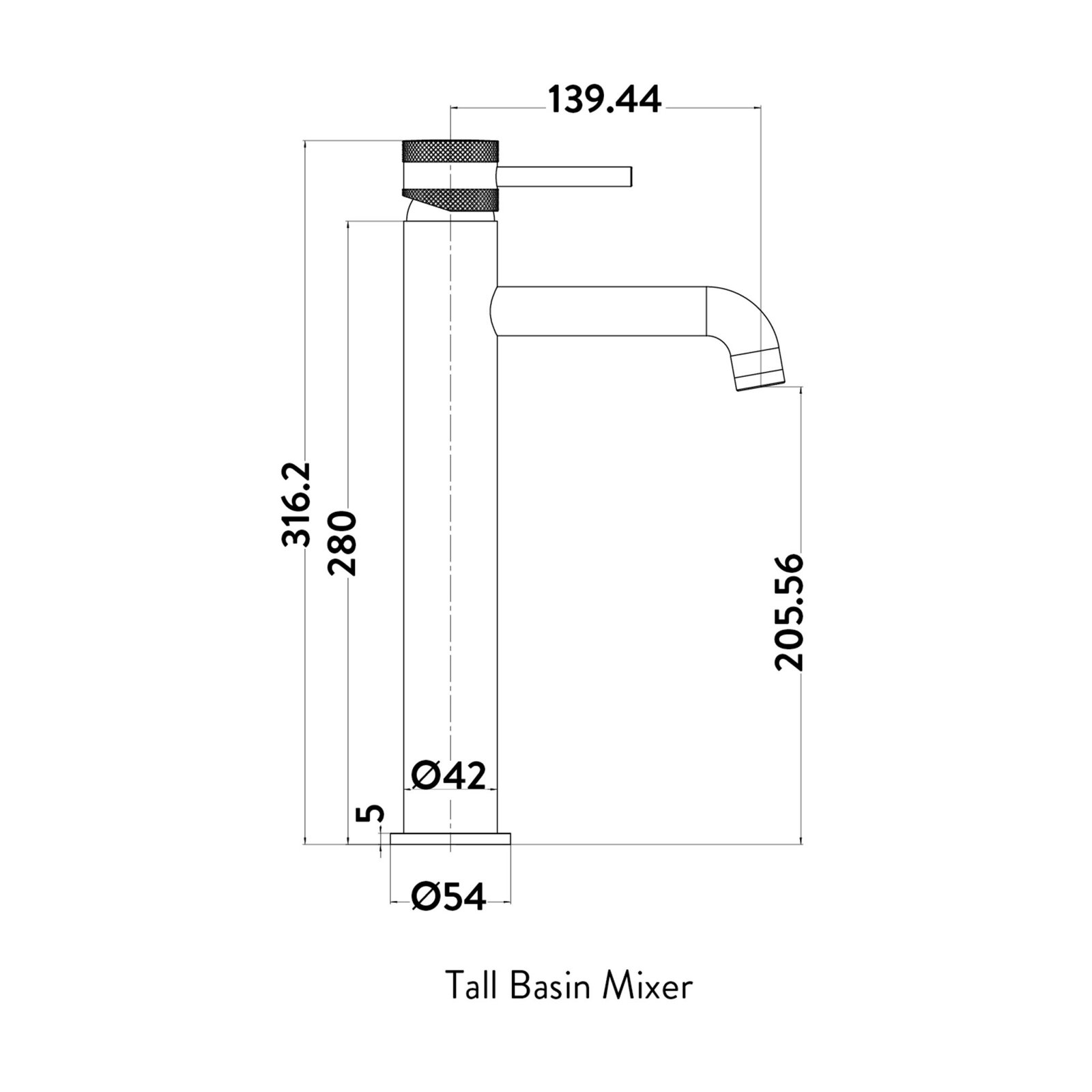 Core Tall Mono Basin Mixer Black