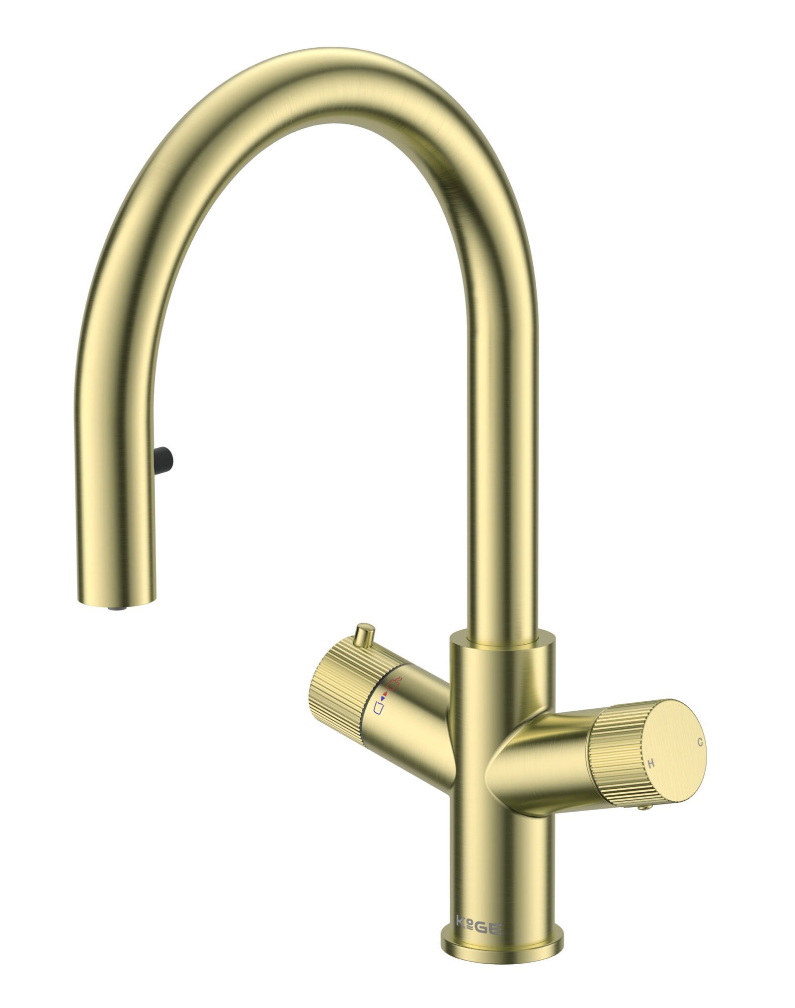 KoGE 4-in-1 Swan Pull Out Spout Hot Water Tap | Brushed Brass