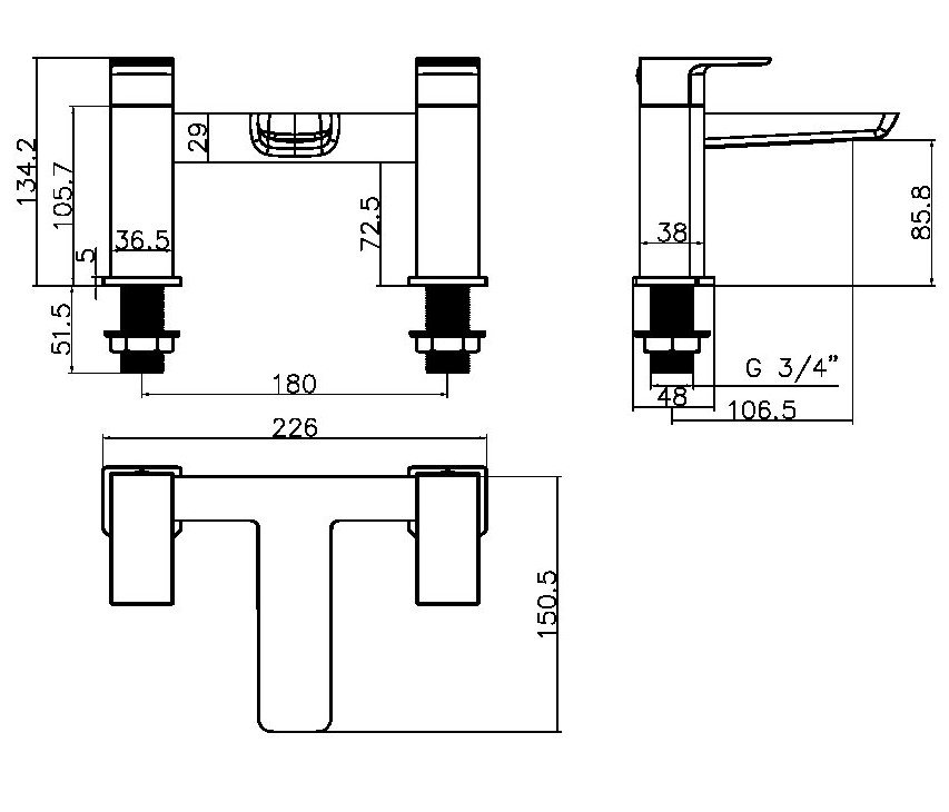 Muro Black Bath Filler