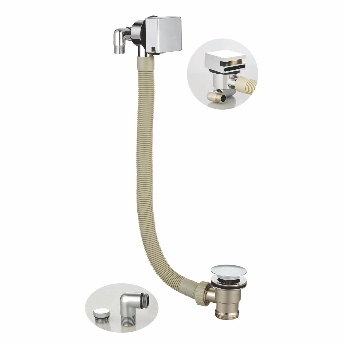 Square Bath Filler with Sprung Waste and Overflow