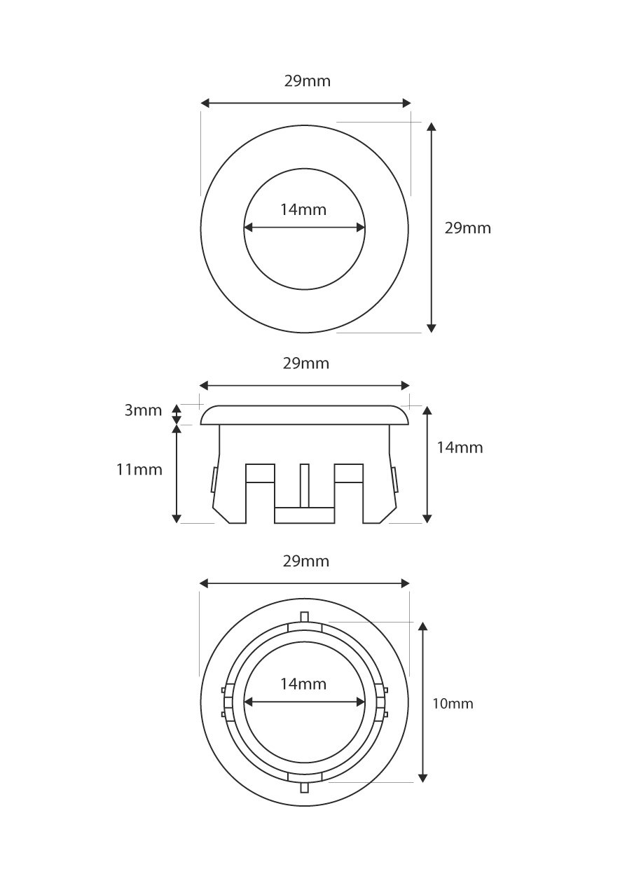 Gunmetal Round Overflow Insert