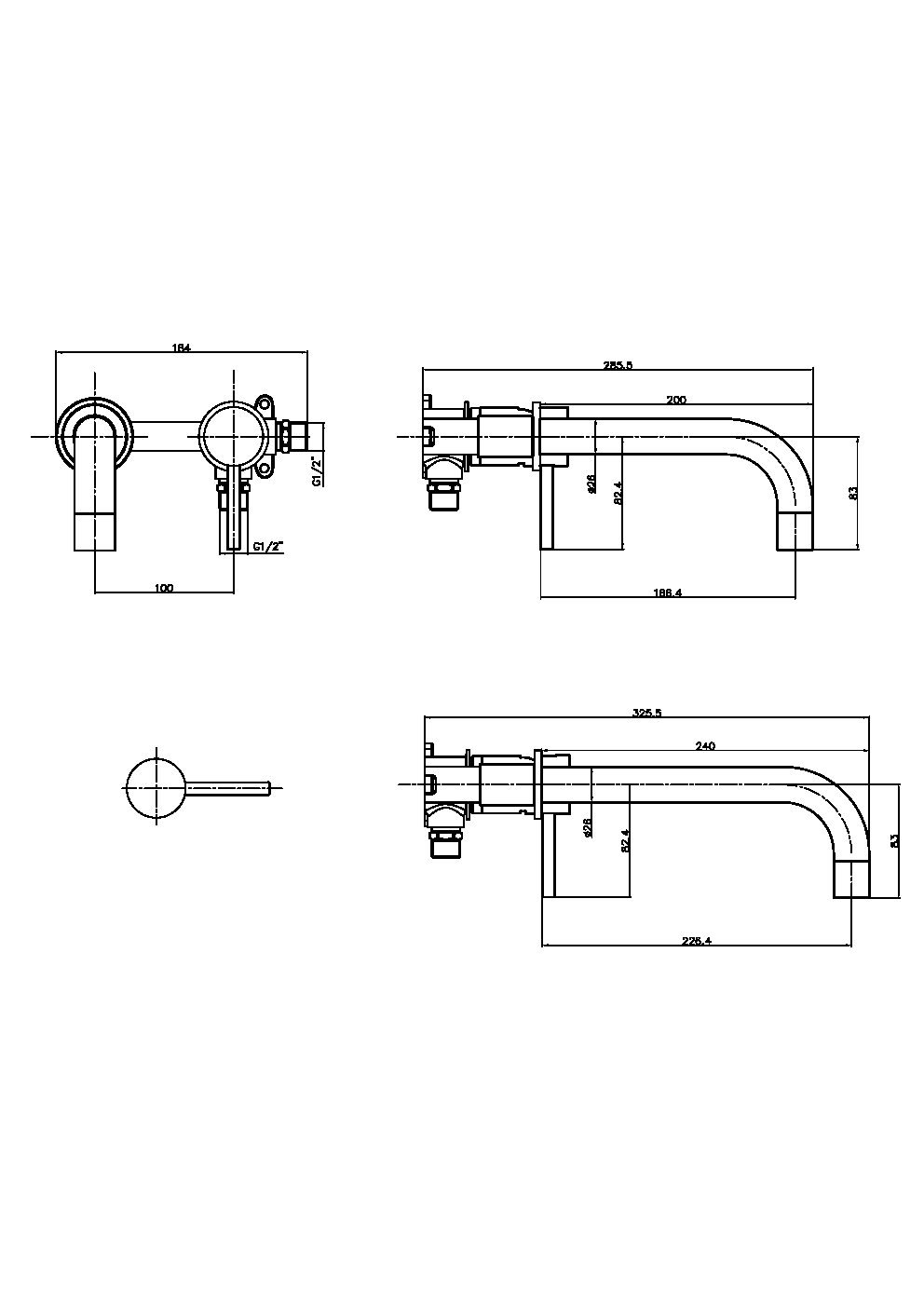 Core Wall Mounted Basin Tap Gunmetal